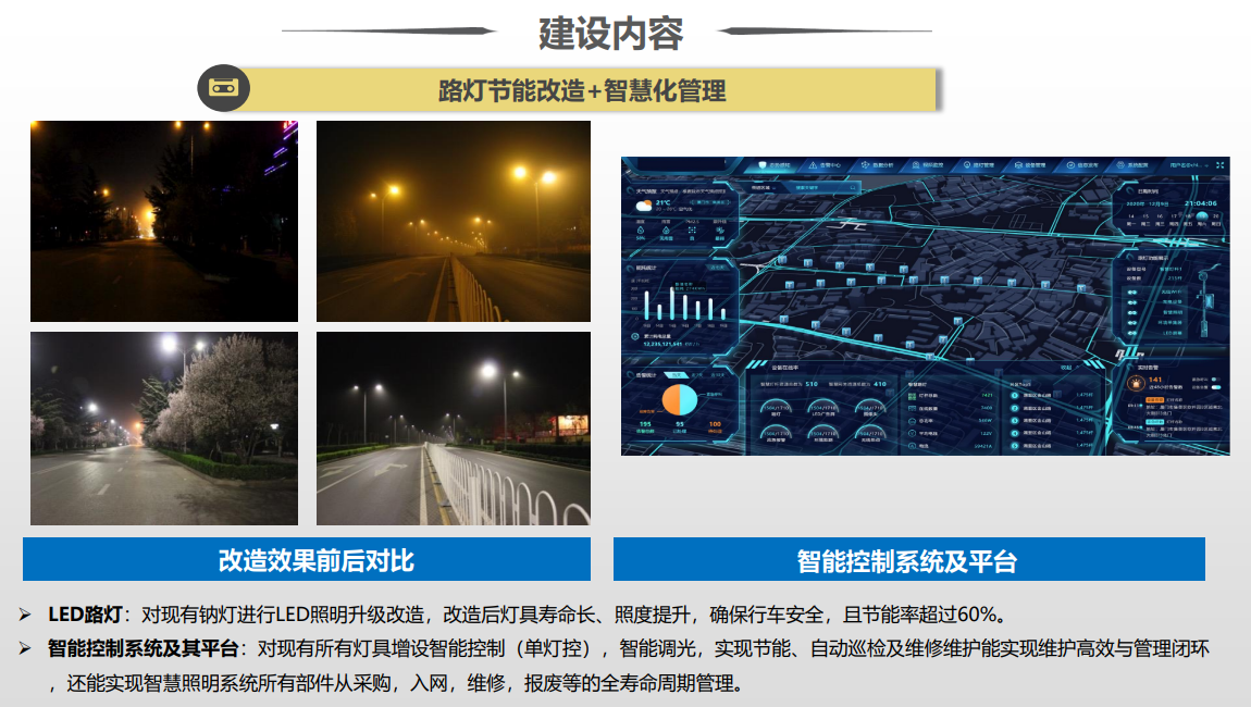 智慧路灯前后改造对比
