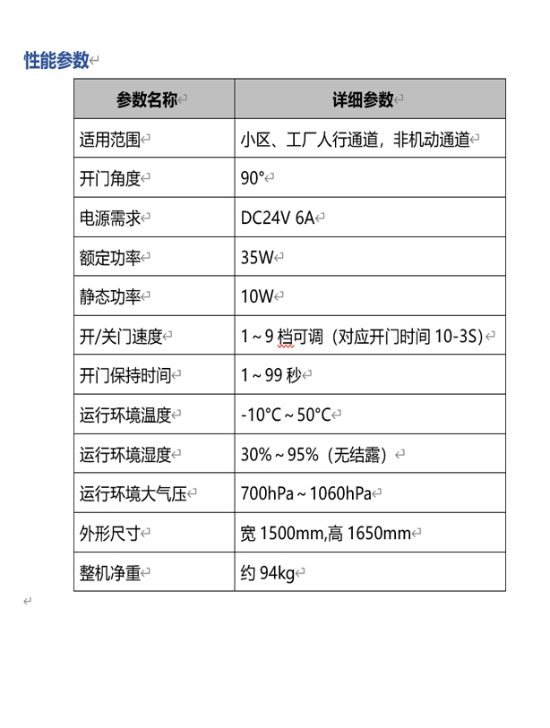 广告电动门 - 参数